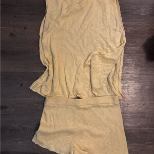 Yellow Sleeveless Top and Shorts Set